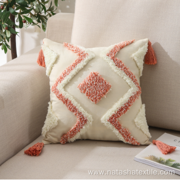 Pure cotton colorful tufted cushion pillow case